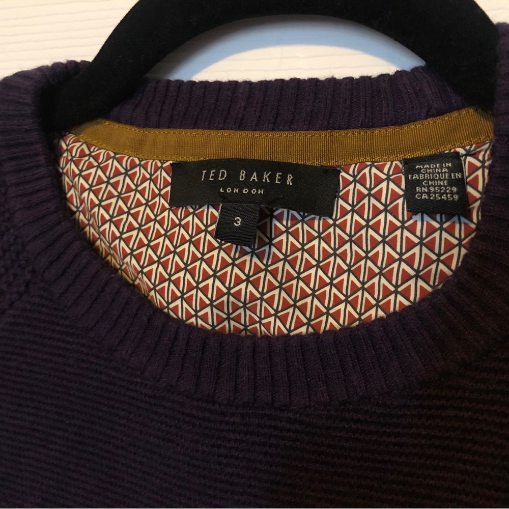 Ted Baker Men's purple textured crewneck sweater Size M